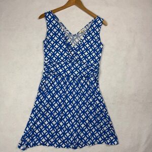 Boden Womens Geometric Print Sleeveless V Neck Dress Size US 8 Pockets